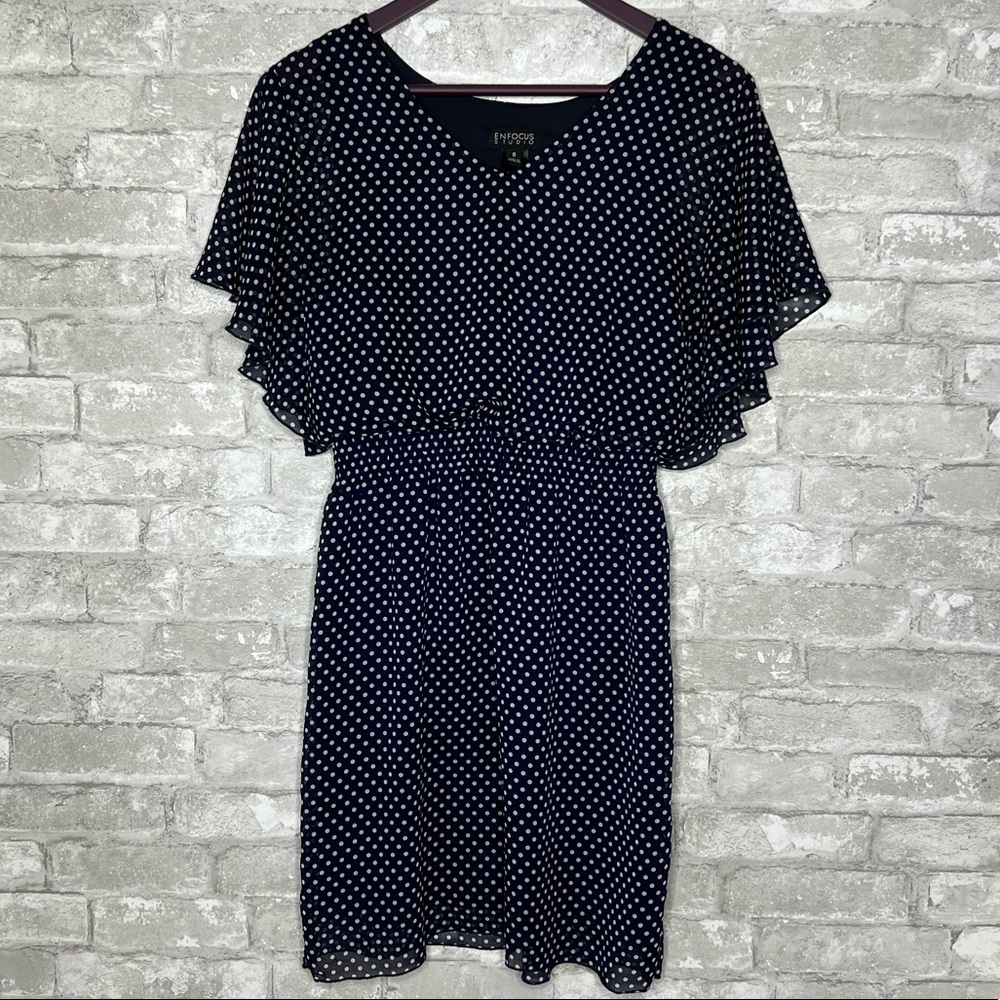 Enfocus Studio Black and White Polka Dot Midi Dress